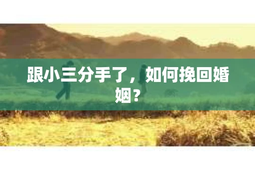 跟小三分手了，如何挽回婚姻？