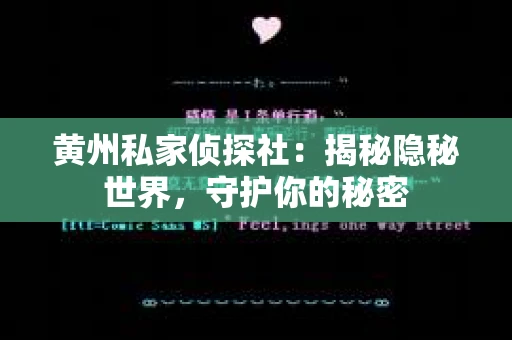 黄州私家侦探社：揭秘隐秘世界，守护你的秘密